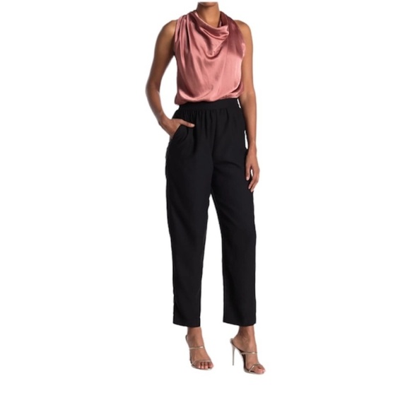 NWT Reiss Harley Draped Satin Bow Back Sleeveless Straight Leg Jumpsuit Size 4